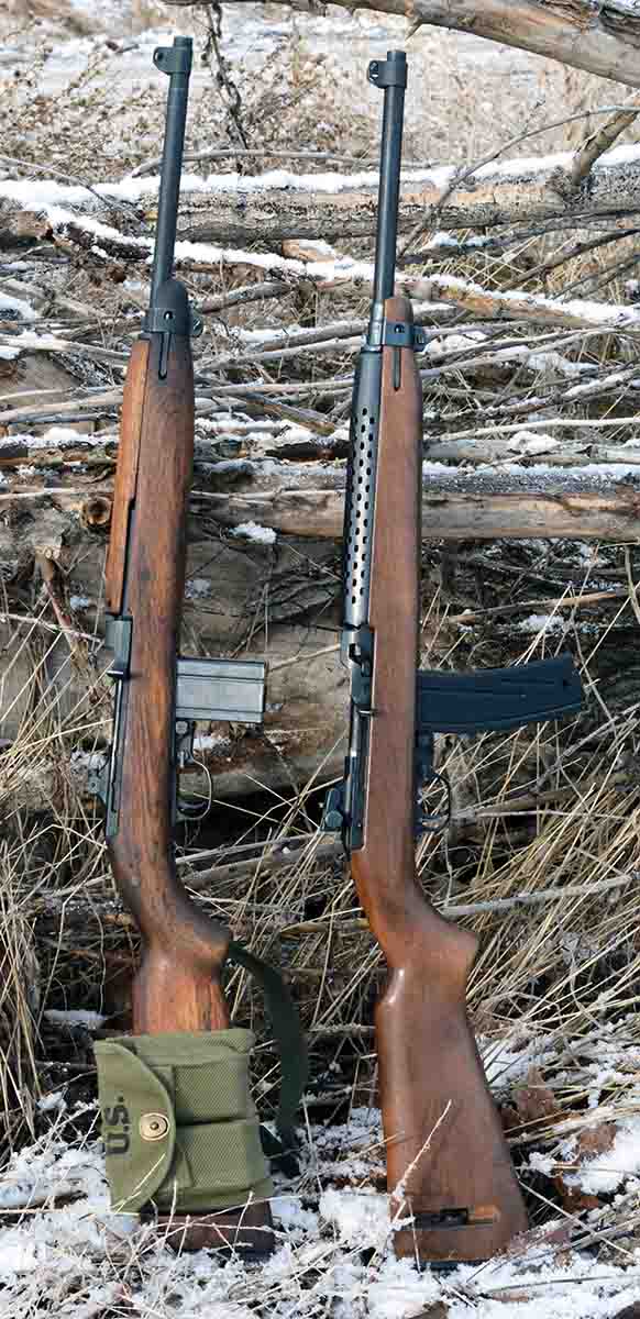 An original U.S. M1 Carbine (left) manufactured in 1943 by Inland, a division of General Motors, was used to develop “Pet Loads” data, while a Universal Firearms Model 1001 Military (right) was used to cross-reference function.